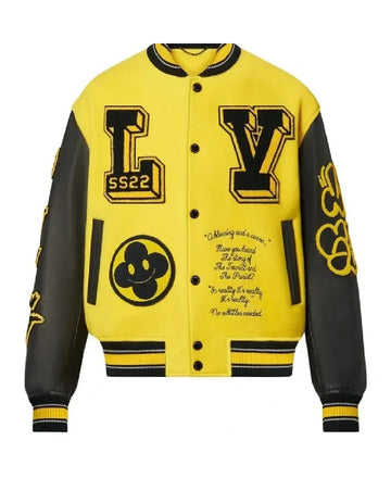 2022 Rare Louis Vuitton Yellow & Black Varsity Jacket