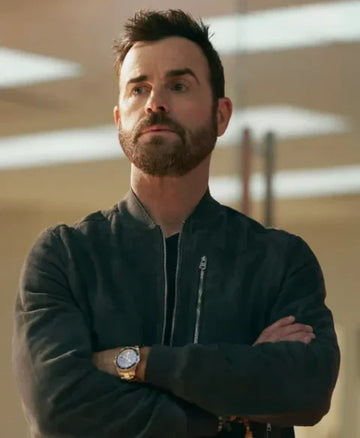 Justin Theroux Running Point S01 Suede Bomber Jacket