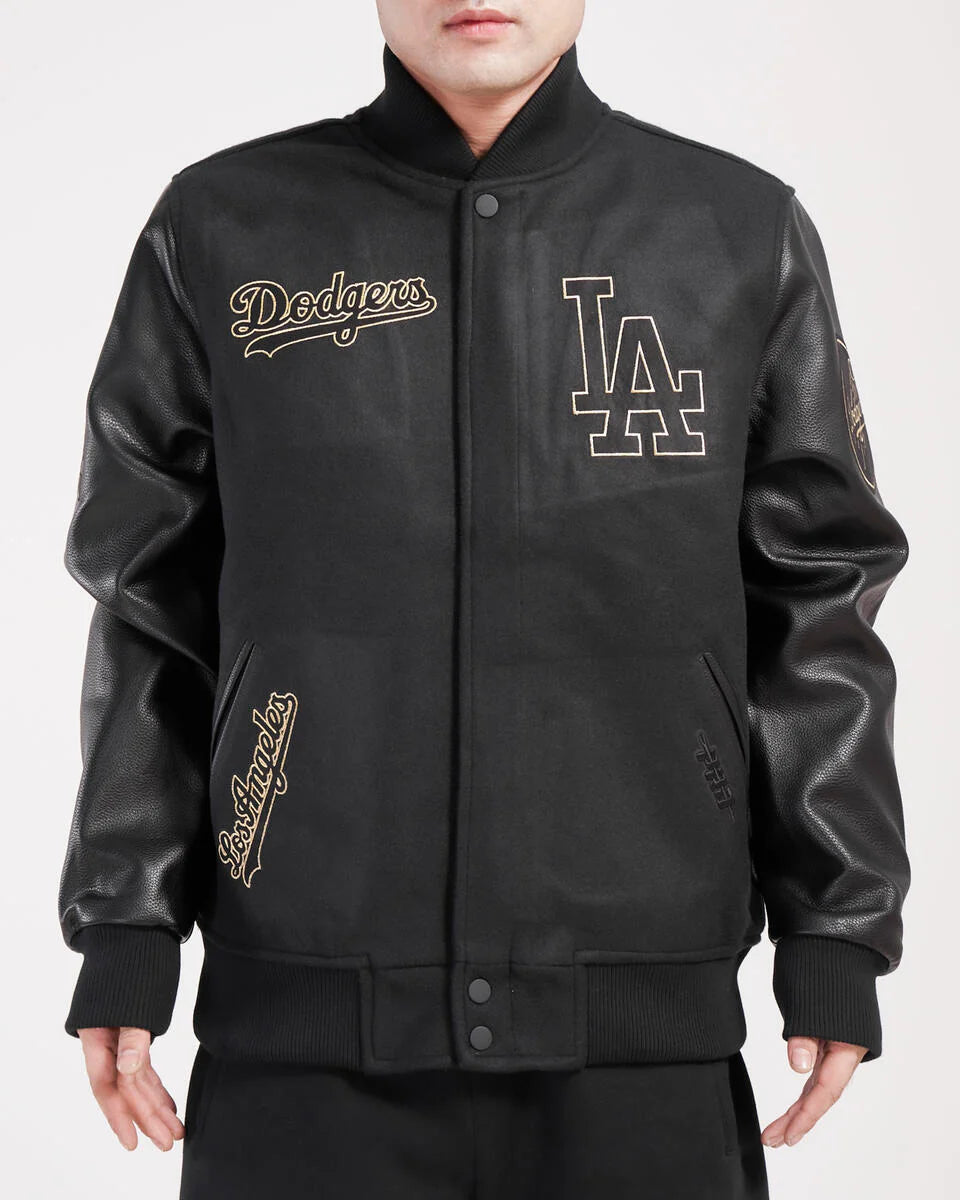 Pro Standard Los Angeles Dodgers Black Gold Wool Varsity Jacket