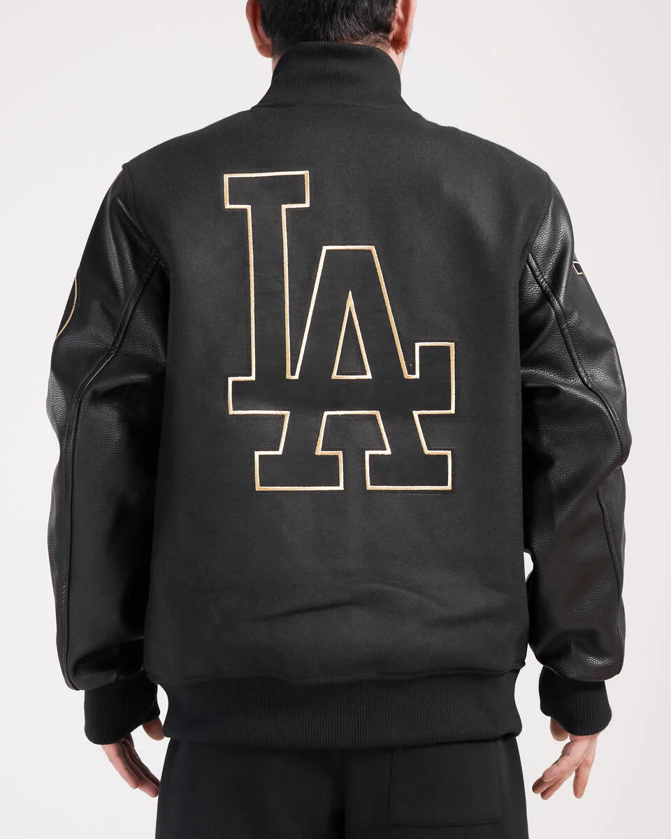 Pro Standard Los Angeles Dodgers Black Gold Wool Varsity Jacket