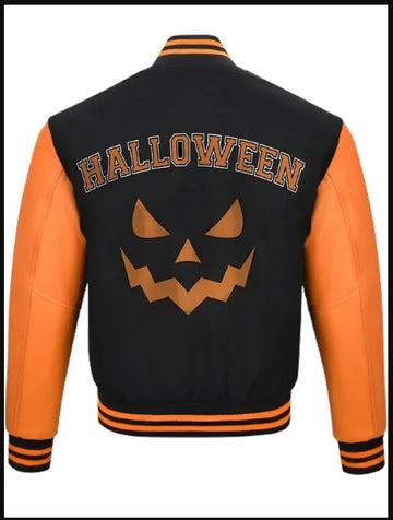 Halloween Costumes 2025 – Pumpkin Black and Orange Varsity Jacket Outfit Ideas