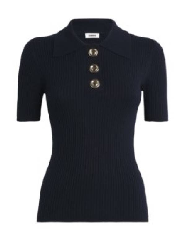 The View Debbie Matenopoulos Navy Blue Knit Polo Shirt