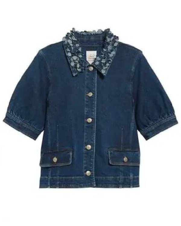 The View Joy Behar Short Sleeve Denim Jacket