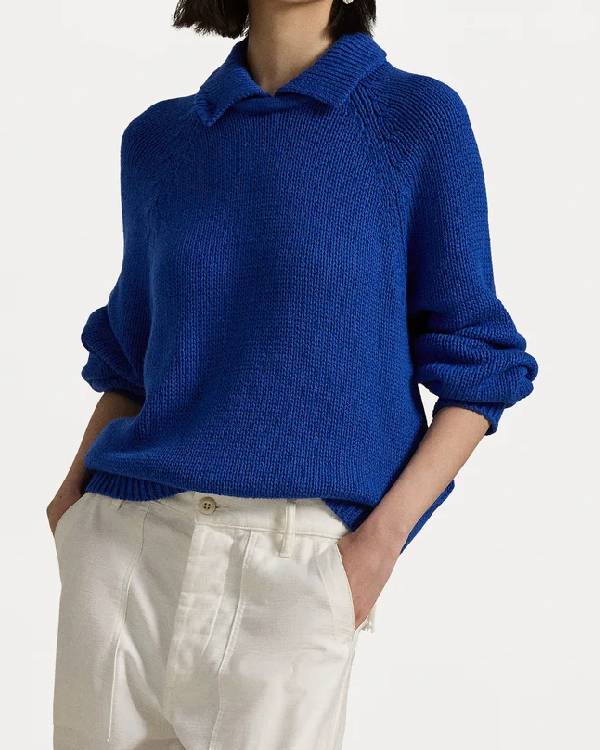 Nobody Wants This Justine Lupe Blue Collared Sweater