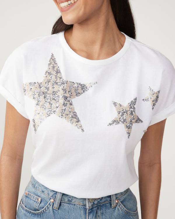 Frauds S01 White & Silver Star Tee