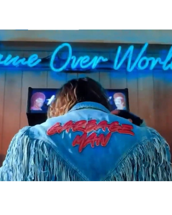 A Minecraft Movie 2025 Jason Momoa Blue Fringe Jacket