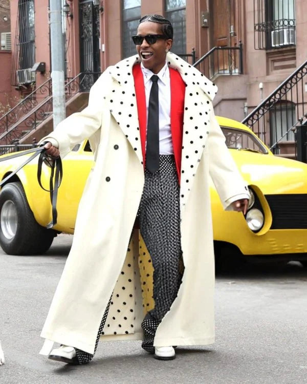 A$AP Rocky NYC 2025 White Trench Coat