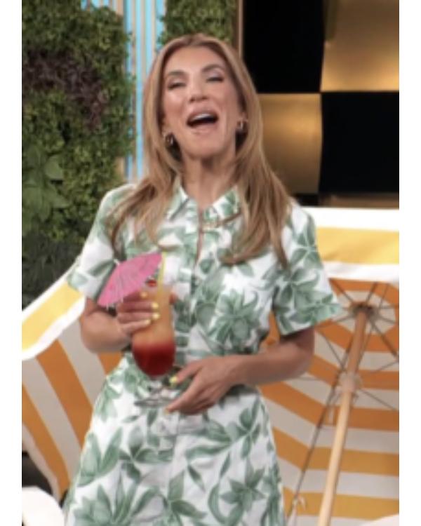 Access Daily 2025 Adrianna Costa Green Leaf Print Belted Romper