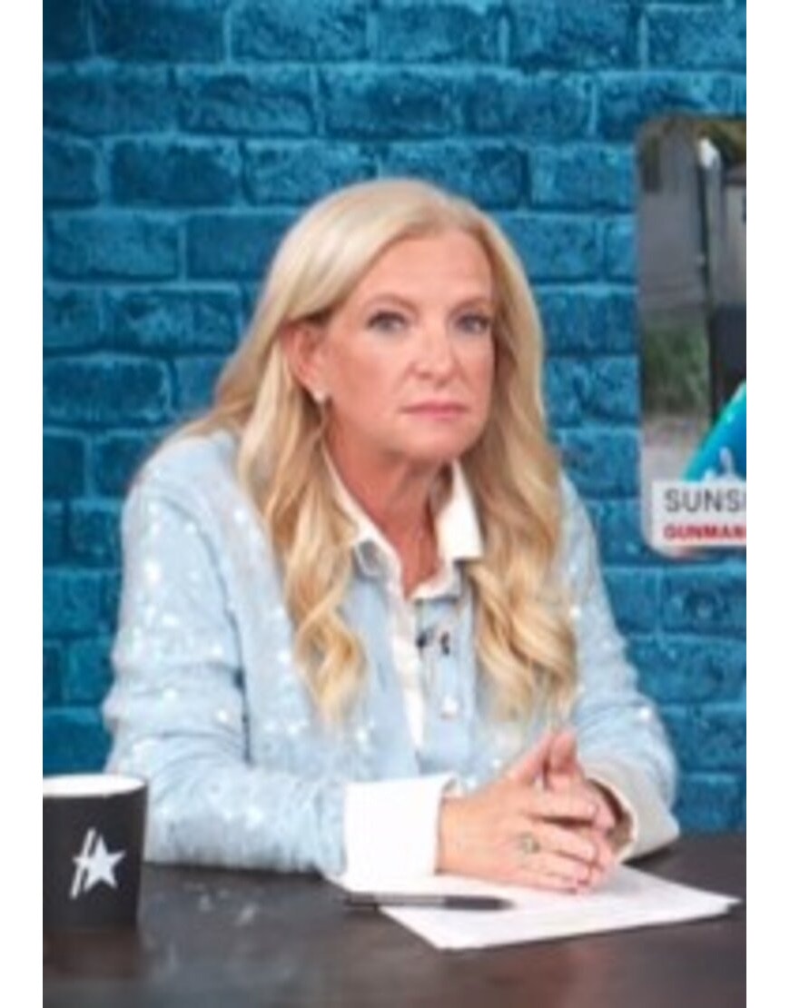 Access Daily 2025 Alison Triessl Blue Sequin Cardigan