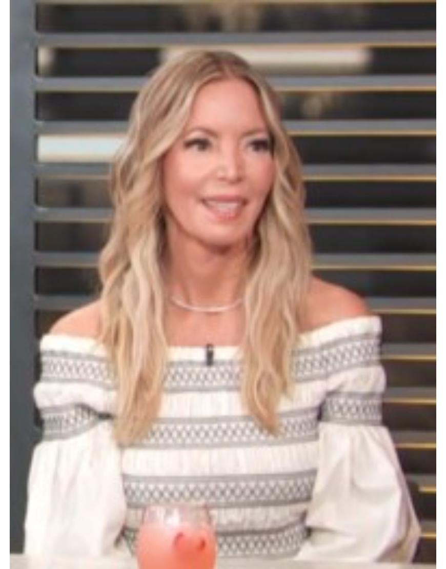 Access Daily 2025 Jeanie Buss Off Shoulder Top