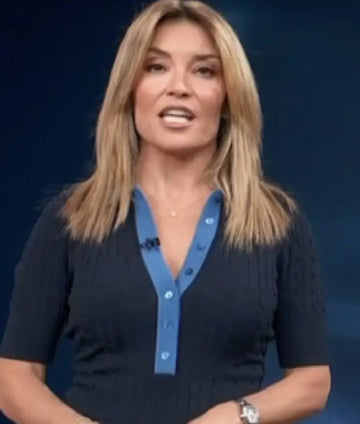 Access Hollywood 2025 Kit Hoover Cable Knit Polo Bodysuit Top