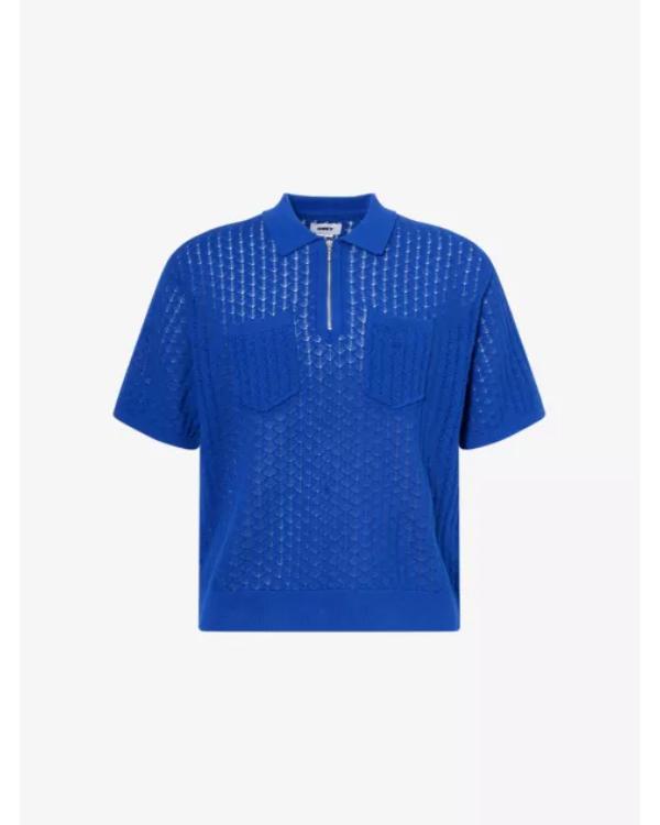 Access Hollywood 2025 Scott Evans Blue Knit Polo Shirt