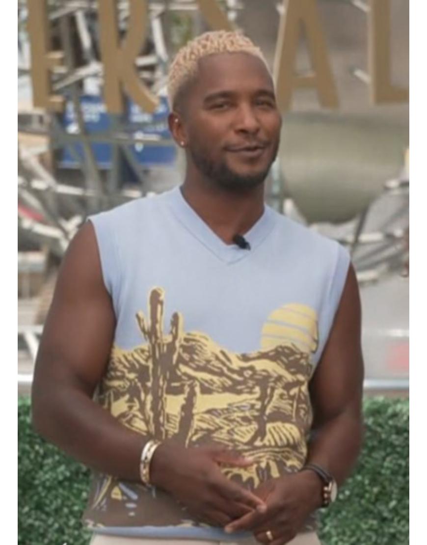 Access Hollywood 2025 Scott Evans Desert Print Sweater Vest