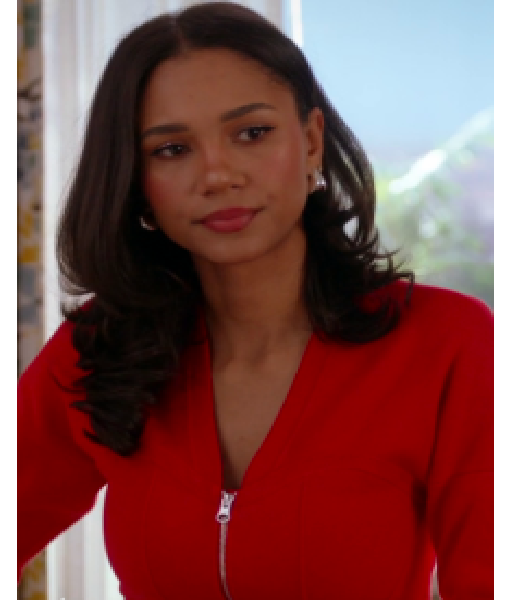 All American S07 Greta Onieogou Red Zip Corset Cardigan