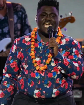 American Idol S23 Canaan James Hill Navy Floral Shirt