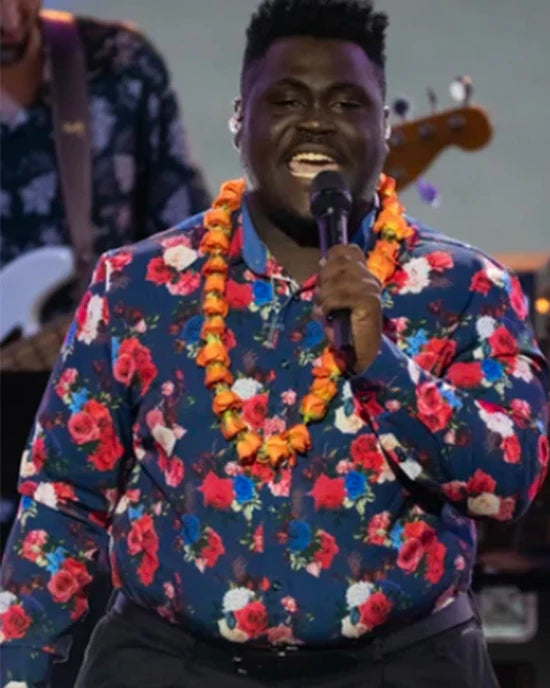 American Idol S23 Canaan James Hill Navy Floral Shirt