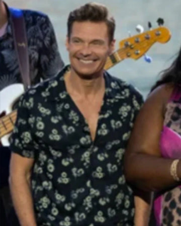 American Idol S23 Ryan Seacrest Black Floral Print Shirt