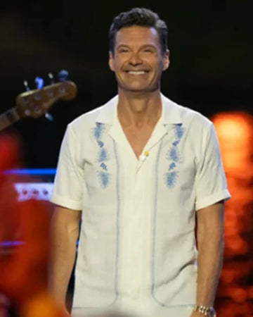 American Idol S23 Ryan Seacrest White Embroidered Shirt