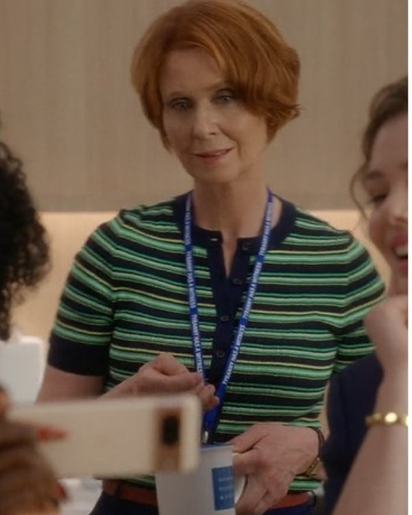 And Just Like That Miranda Hobbs Green Stripe Top