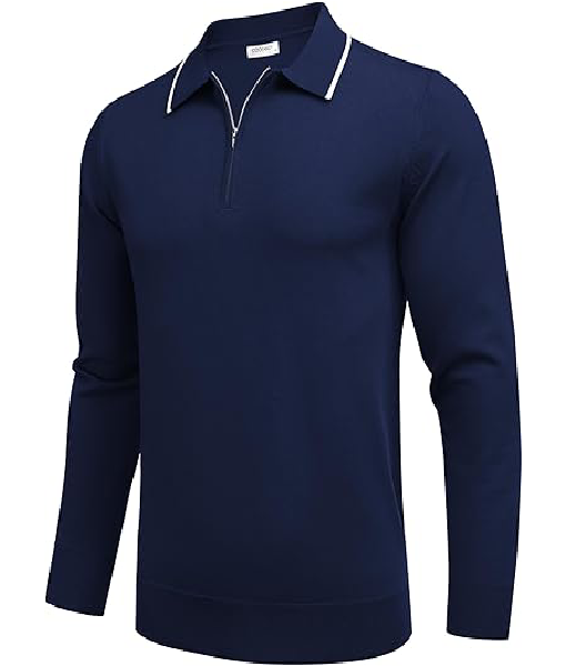 Assisted Living S06 Blue Striped Collar Polo Shirt