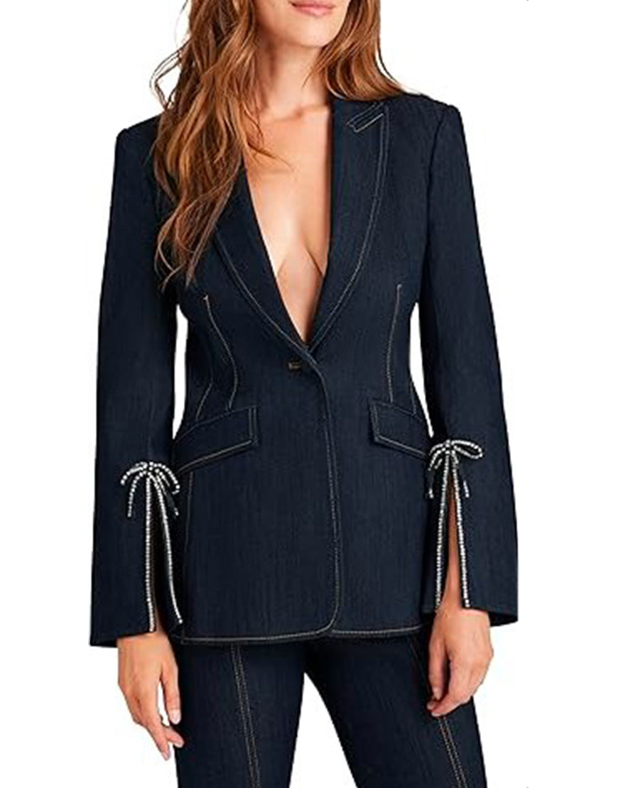 Access Hollywood 2025 Tina Knowles Embellished Bow Sleeve Blazer