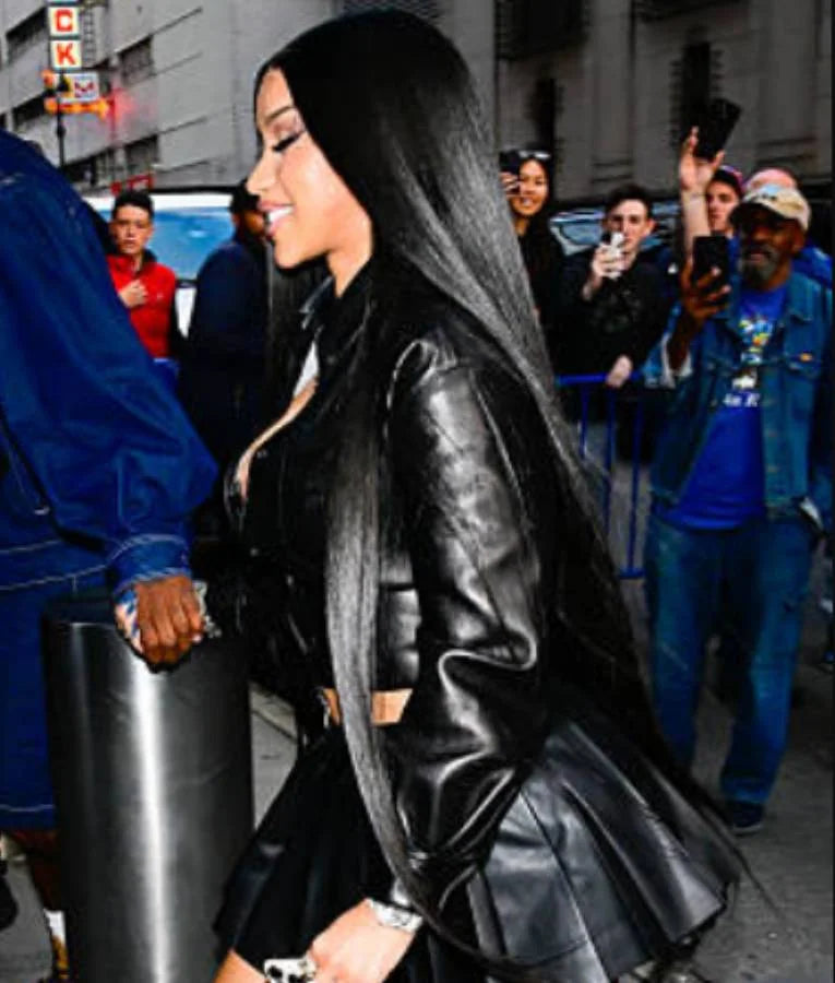 Cardi B NYC 2025 Black Cropped Jacket