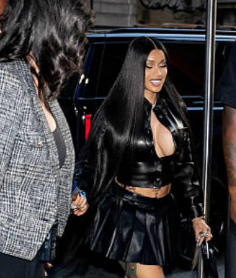 Cardi B NYC 2025 Black Cropped Jacket