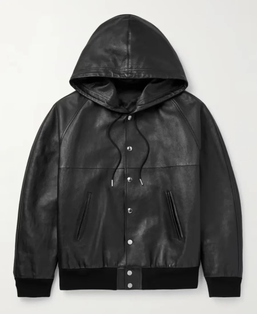 Celine Homme Hooded Printed Leather Blouson Jacket