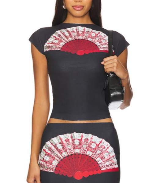 Beyond The Gates 2025 RhonniRose Mantilla Fan Print Top