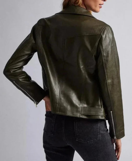 Classic Biker Leather Jacket for Women By MJH