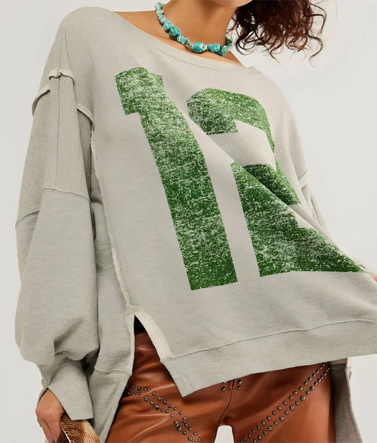 Cobra Kai S06 Peyton List Grey 12 Print Sweatshirt