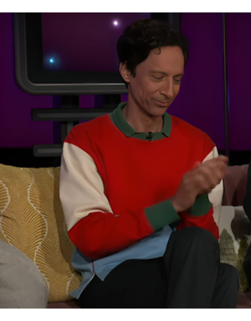After Midnight 2025 Danny Pudi Colorblock Sweater