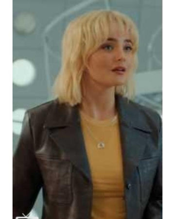 Doctor Who S15 Millie Gibson Dark Purple Leather Blazer