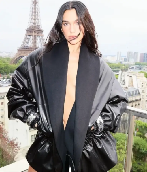 Dua Lipa Harper’s Bazaar US Black Leather Jacket