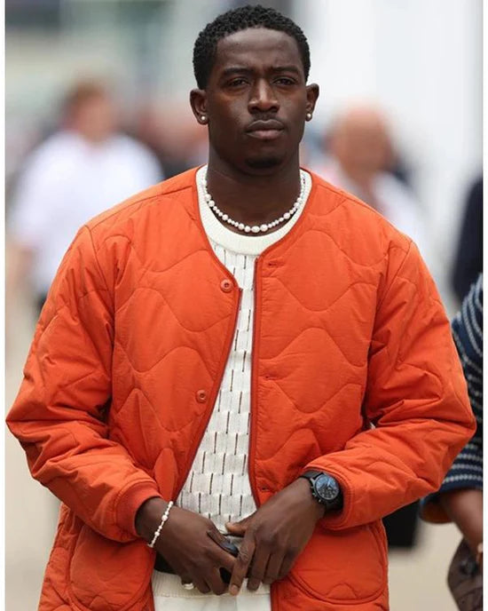 F1 2025 Damson Idris Orange Quilted Bomber Jacket