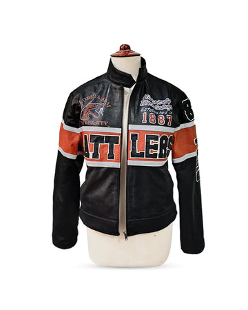 FAMU Rattlers Cropped Leather Racing Jacket