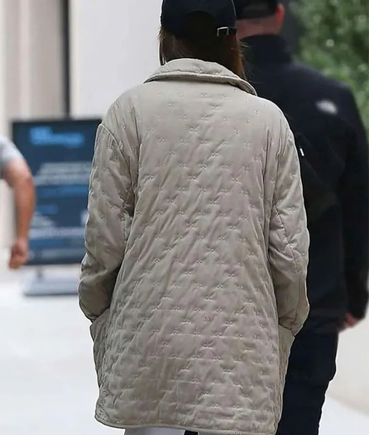 Materialists-2024-Dakota-Johnson-Beige-Quilted-Jacket