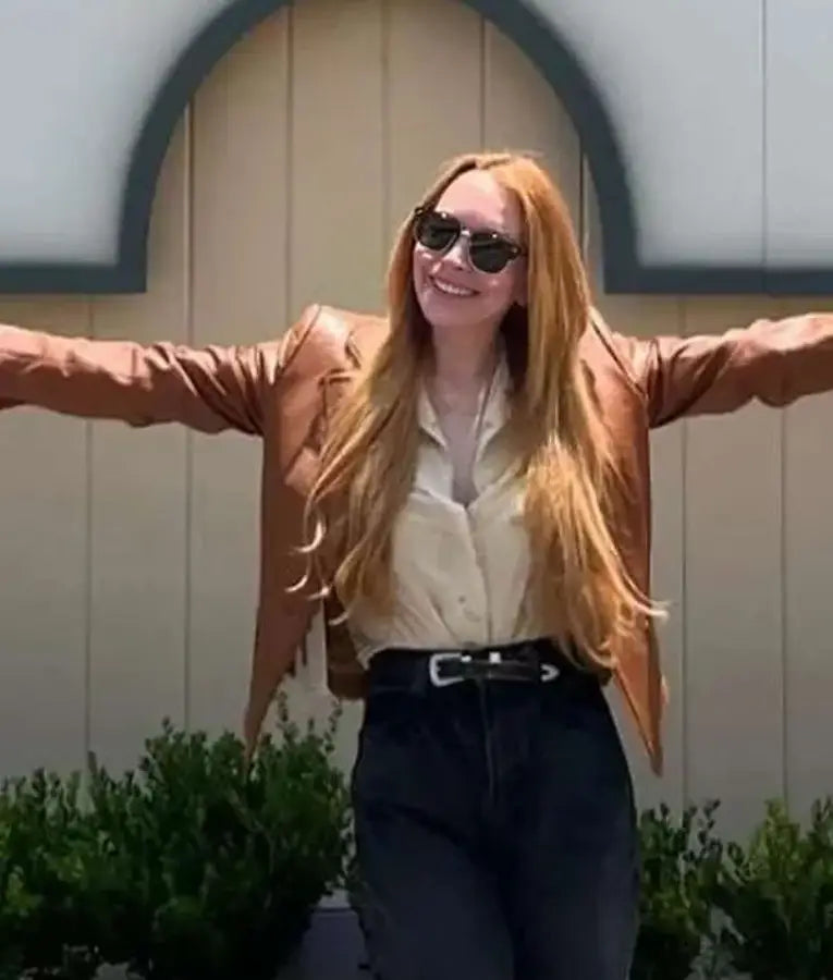 Freakier Friday Lindsay Lohan Brown Leather Jacket