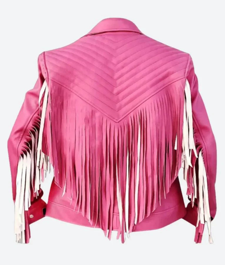 A Minecraft Movie 2025 Jason Momoa Pink Fringe Jacket