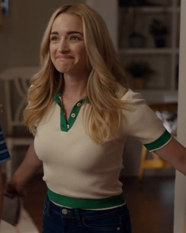 Ginny & Georgia Georgia Miller White and Green Polo Top