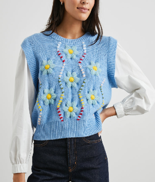 Girl Meets Farm S15 Molly Yeh Floral Embroidered Sweater Vest