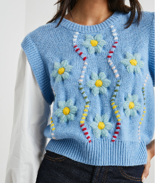 Girl Meets Farm S15 Molly Yeh Floral Embroidered Sweater Vest