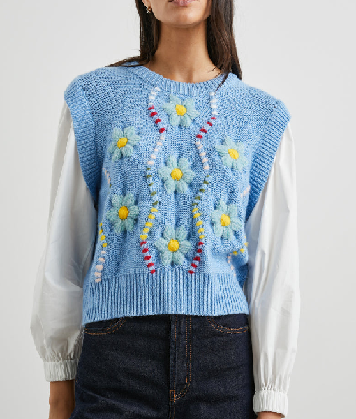 Girl Meets Farm S15 Molly Yeh Floral Embroidered Sweater Vest