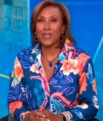 Good Morning America Show Robin Roberts Floral Print Shirt