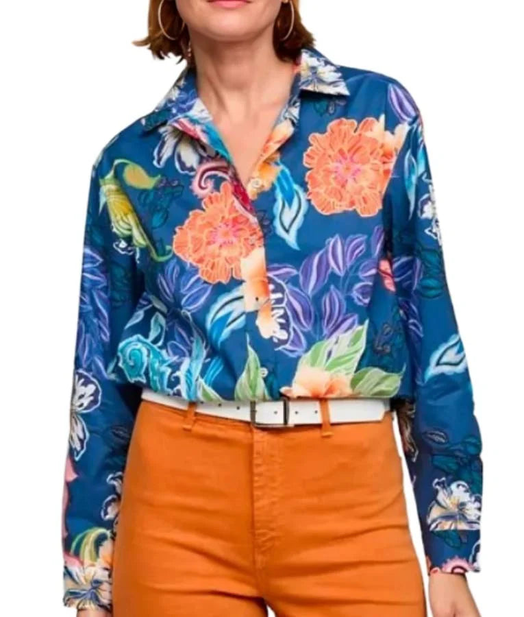 Good Morning America Show Robin Roberts Floral Print Shirt
