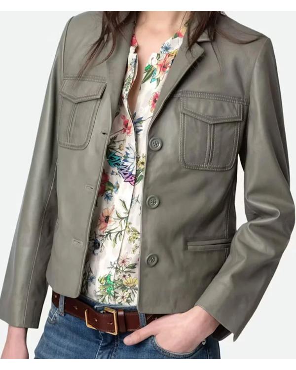 Bold And The Beautiful Katie Logan Grey Leather Jacket