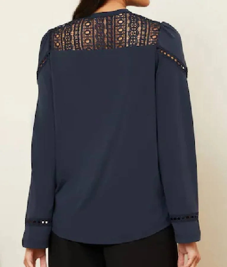 I Jack Wright S01 Annie Blue Lace Shoulder Shirt