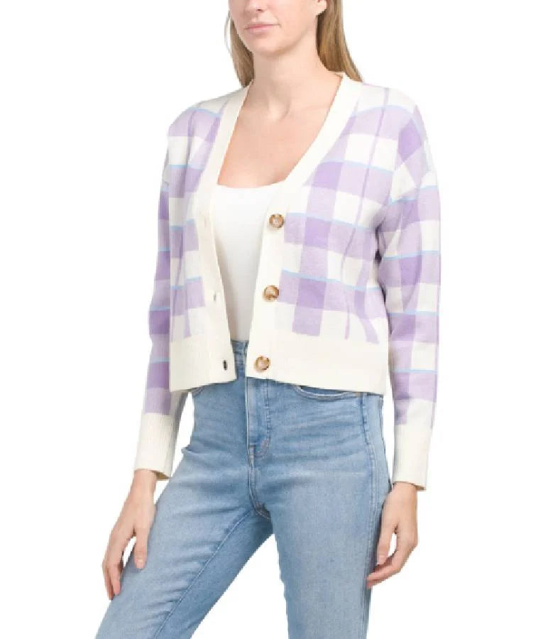 I Jack Wright S01 Purple Plaid Cardigan