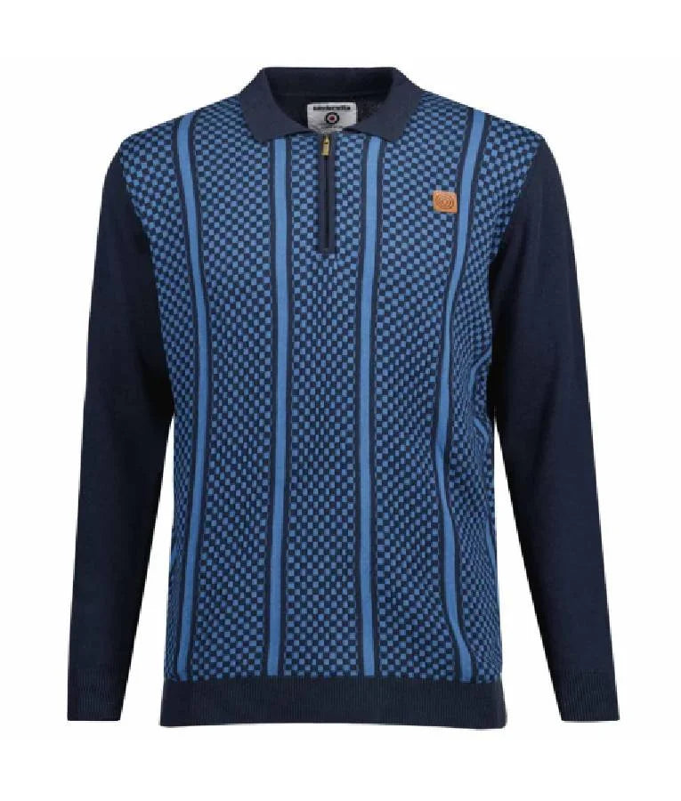 I Jack Wright S01 John Simm Blue Striped Zip Sweater