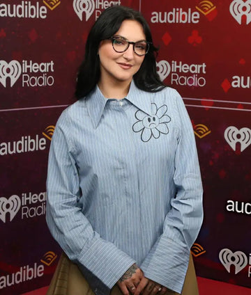 Julia Michaels 2025 iHeartRadio Music Festival Blue Shirt